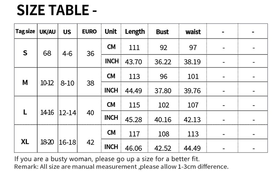 size table