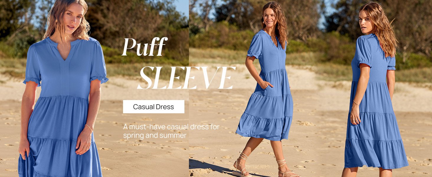 Women V Neck Solid Color Ruffle Dress