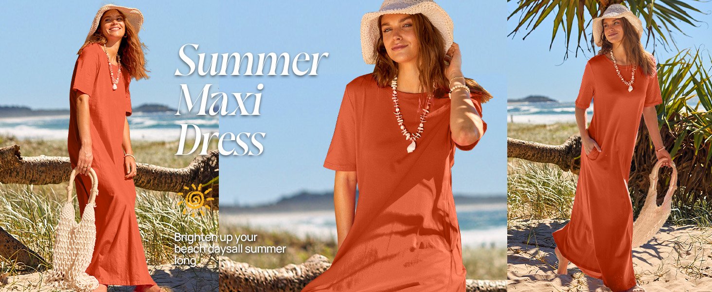 Womens Short Sleeve Crewneck Maxi Dress